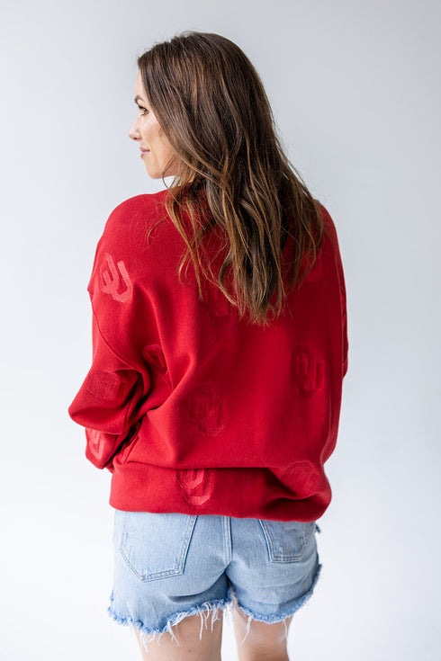 Oklahoma Ritter Repeat Lantern Sleeve Crew